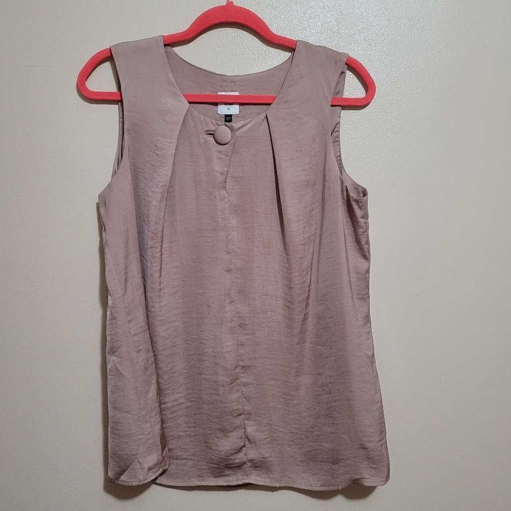 CAbi Sleeveless Dusty Rose Satin-Like Blouse